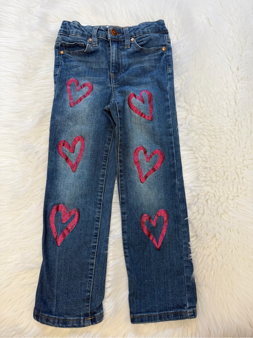 Ymi Jeans with Pink Hearts Sz 6